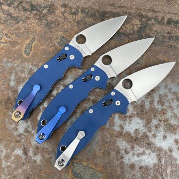 Spyderco Manix 2 Cobalt Blue G10 Scales Satin SPY27 Blade Deep Carry Titanium Clip