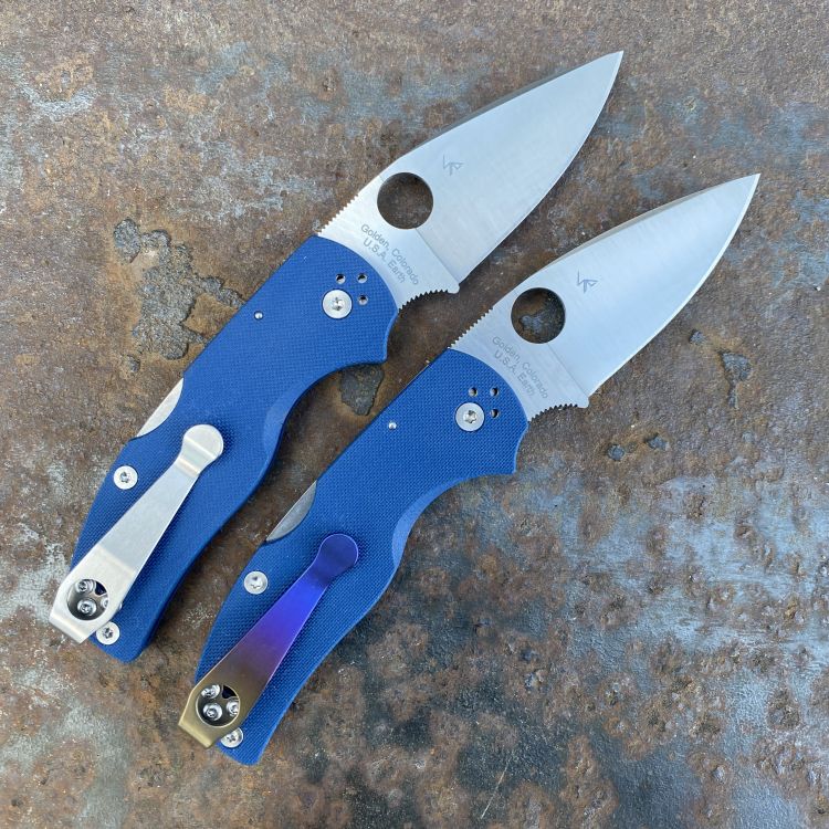 Spyderco Native 5 Cobalt Blue G10 Scales Satin SPY27 Blade Deep Carry Titanium Clip