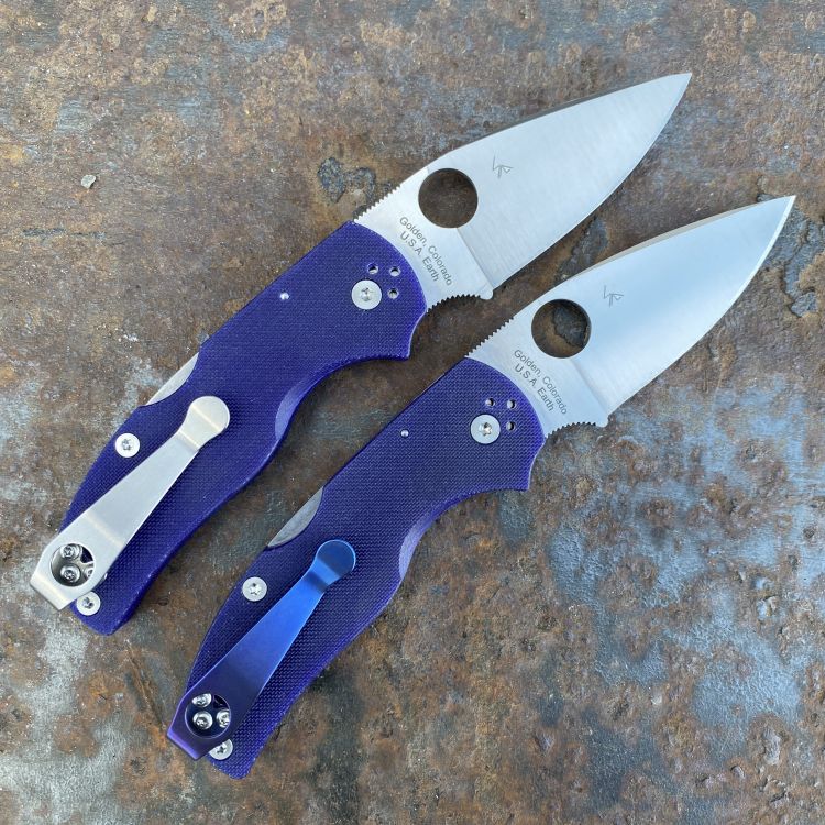 Spyderco Native 5 Dark Blue G10 Scales Satin S110V Blade Deep Carry Titanium Clip