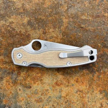 Spyderco Para 2 Brown Canvas Micarta Inlay Stonewashed Feather Scale Kit