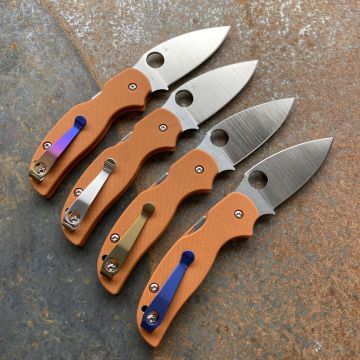 Spyderco Sage 5 Burnt Orange G-10 Scales Satin REX 121 Blade Deep Carry Titanium Clip