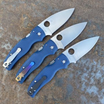 Spyderco Shaman Cobalt Blue G10 Scales Satin CPM SPY27 Blade Deep Carry Titanium Clip