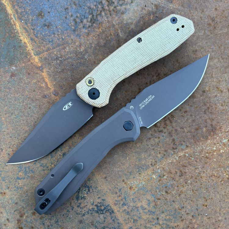 Zero Tolerance 0512 Auto Tan Micarta and Bronze Titanium Dark Bronze CruWear Deep Carry Ti Clip