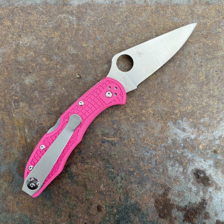 Spyderco Delica 4 Pink FRN Satin S30V Blade Deep Carry Titanium Clip